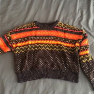Cropped Colorful Fuzzy Sweater
